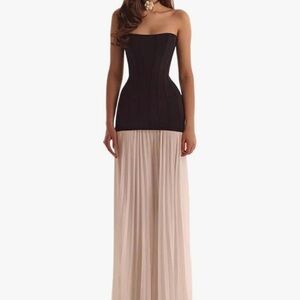 Amazon Black and Cream Paris style Strapless Dress